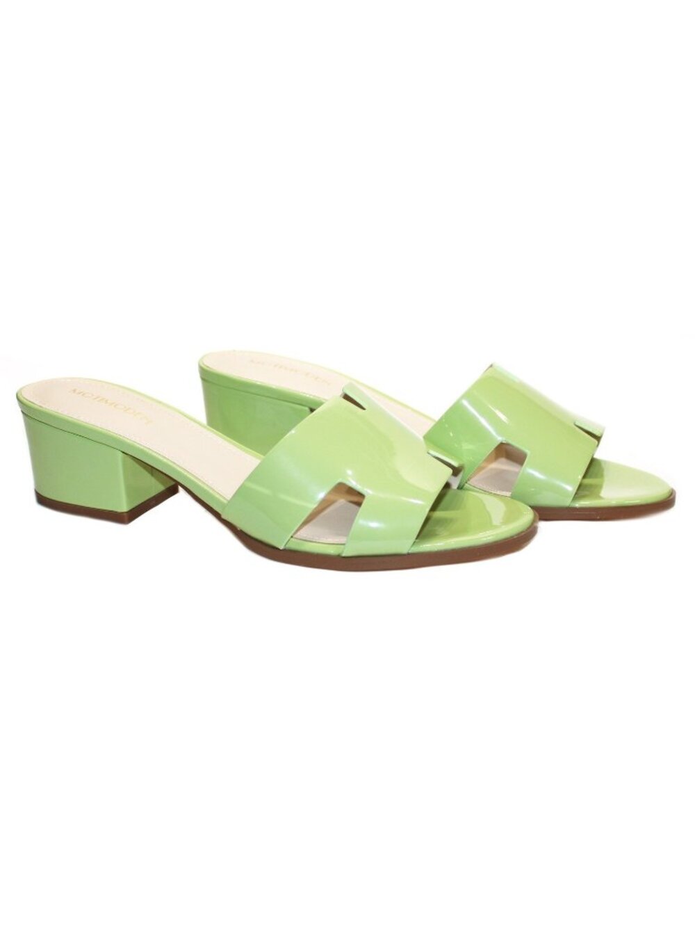 Women's Chunky Open Toe Low Block Heel Sandals Green Size 9